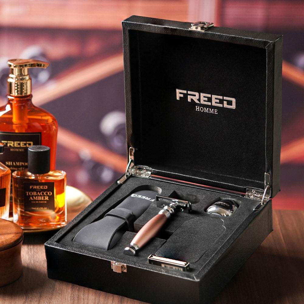 【兩週年特仕款】尊爵四件組雙刃刮鬍刀禮盒 - 玫瑰金 - FREED