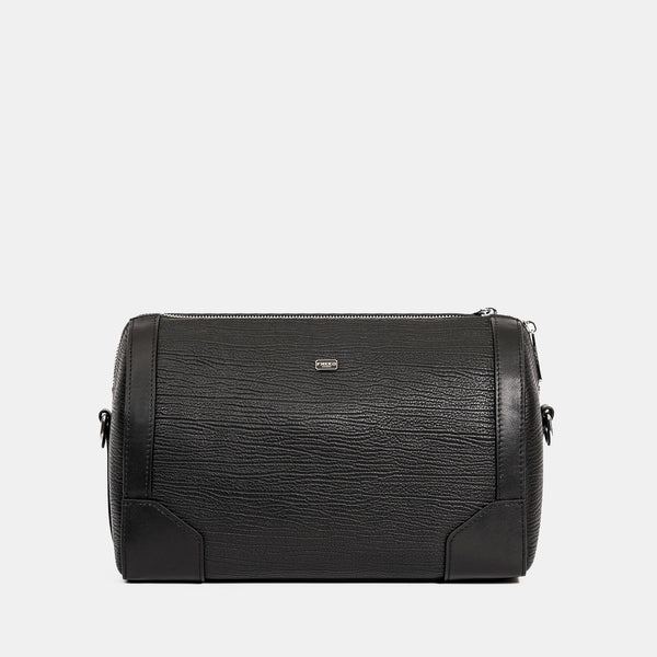 【FREED】真皮壓紋圓筒斜背包