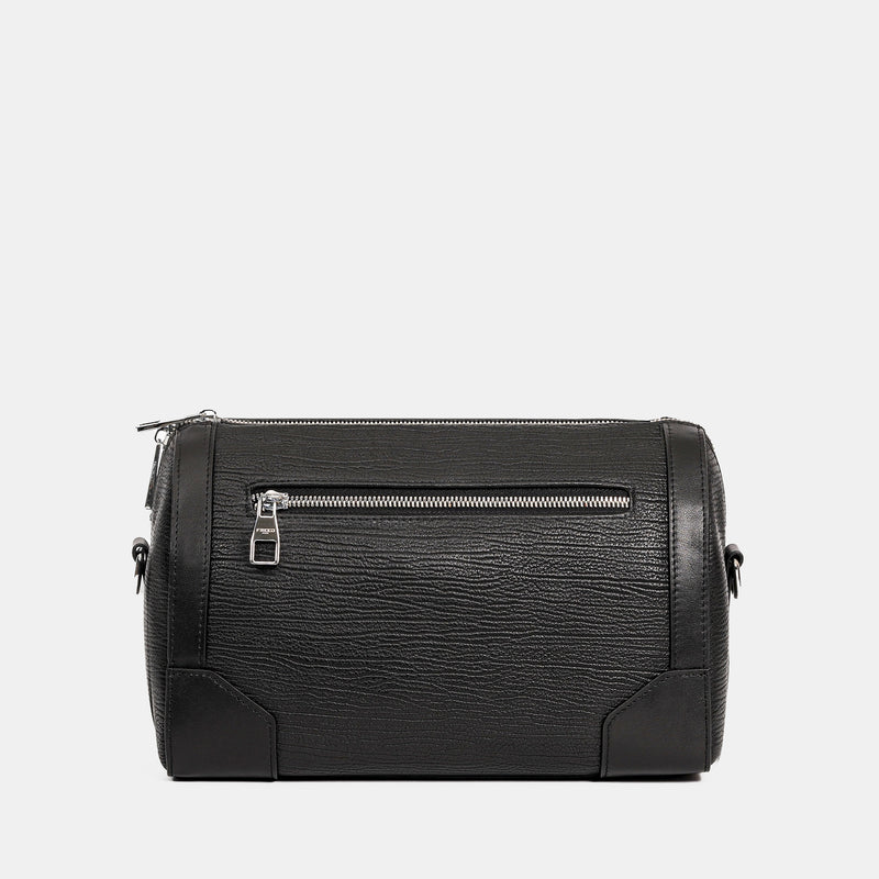 【FREED】真皮壓紋圓筒斜背包