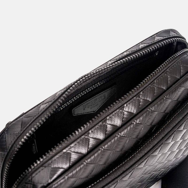 【FREED】編織壓花方格斜肩包 - FREED