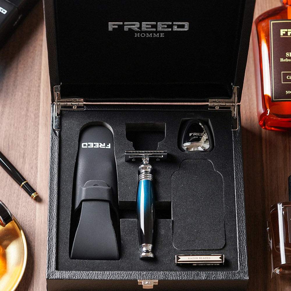 【FREED】尊爵四件組雙刃刮鬍刀禮盒 - 銀河藍 - FREED