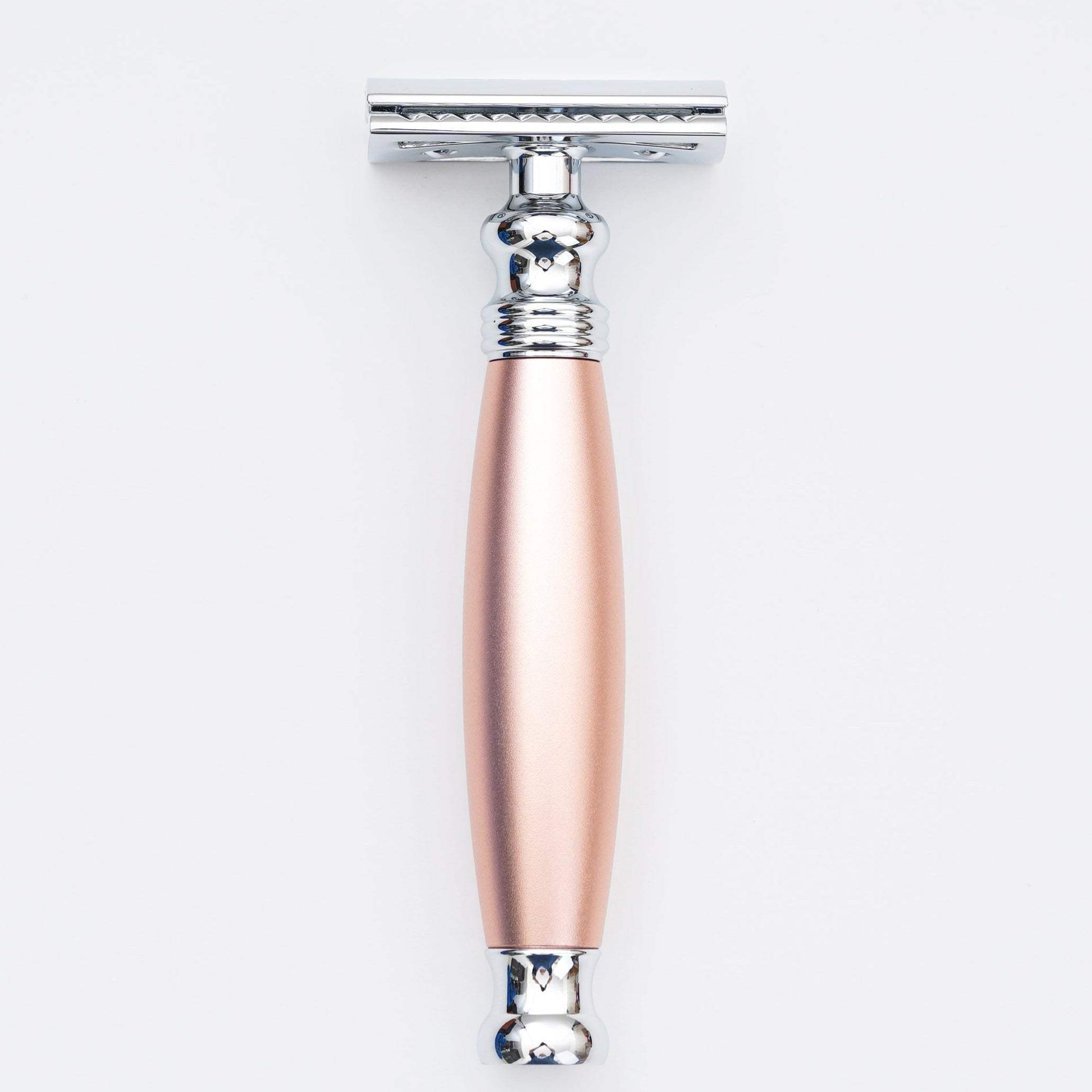 【FREED】封閉式復古雙刃安全刮鬍刀- 玫瑰金 (附刀片10片) - FREED