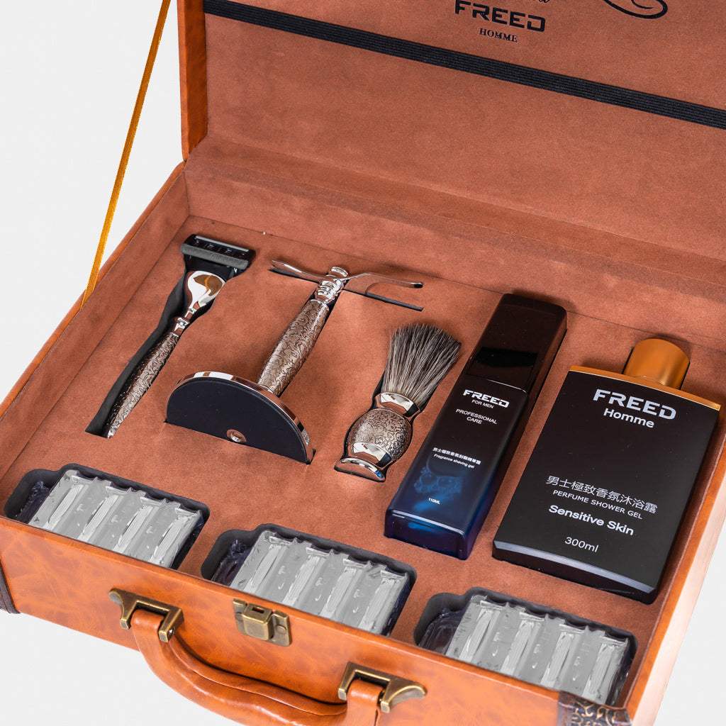 【兩週年紀念款】 豪華典藏版刮鬍刀禮盒 - 蝕刻雕花鍍鎳版 - FREED
