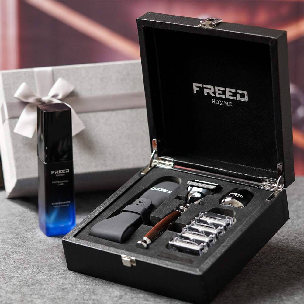 【FREED】男士輕奢組 - 尊爵四件組五刀刮鬍刀禮盒 +刮鬍露 - FREED