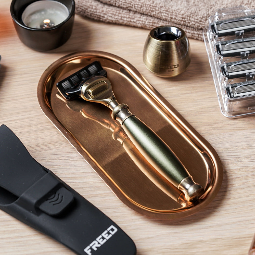 【古銅系列】五刀式刮鬍刀 - 大地綠