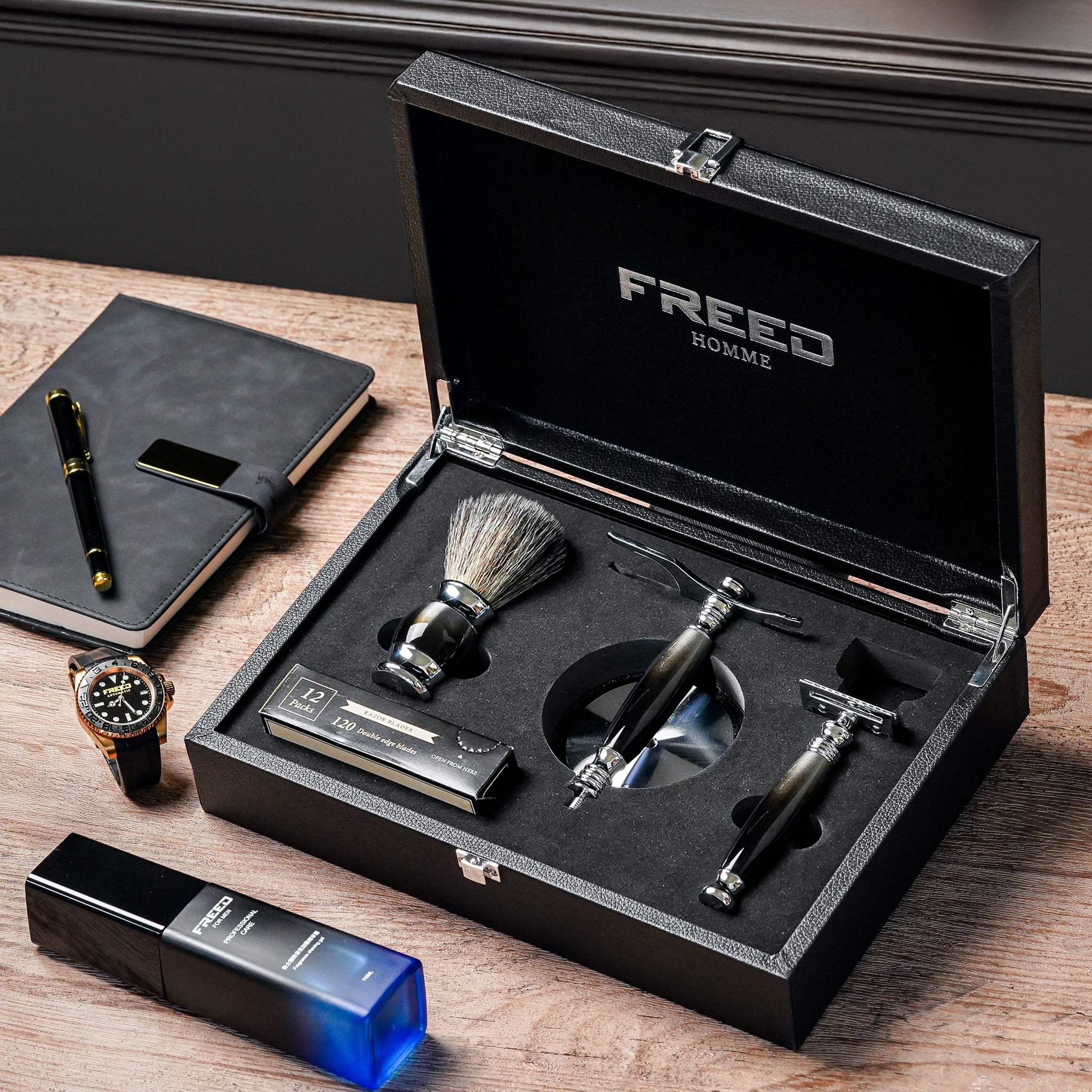 【一周年紀念款】豪華四件雙刃刮鬍刀禮盒 - 哈德斯 - FREED