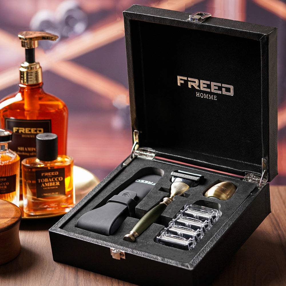 【FREED】古銅系列尊爵四件組五刀式刮鬍刀禮盒 - 大地綠 - FREED