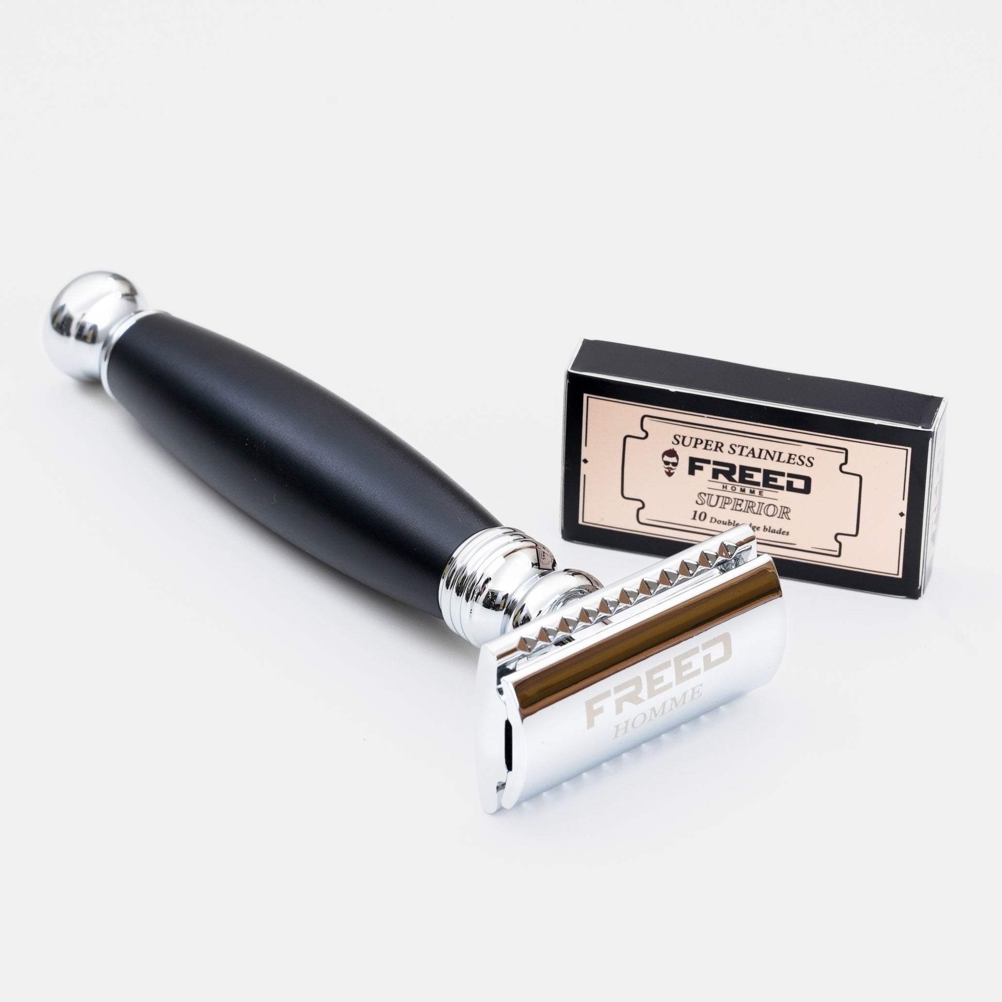【FREED】封閉式復古雙刃安全刮鬍刀- 極致黑 (附刀片10片) - FREED