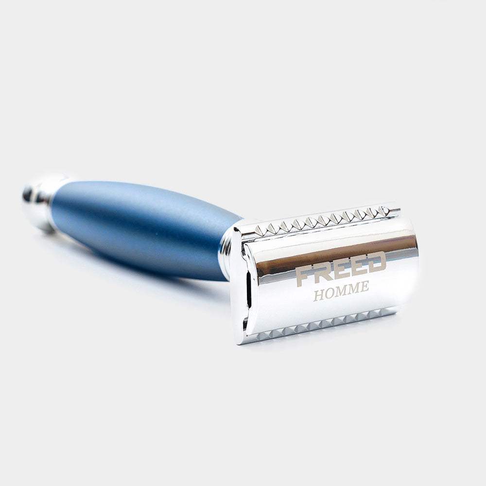 【FREED】封閉式復古雙刃安全刮鬍刀- 時尚藍 (附刀片10片) - FREED