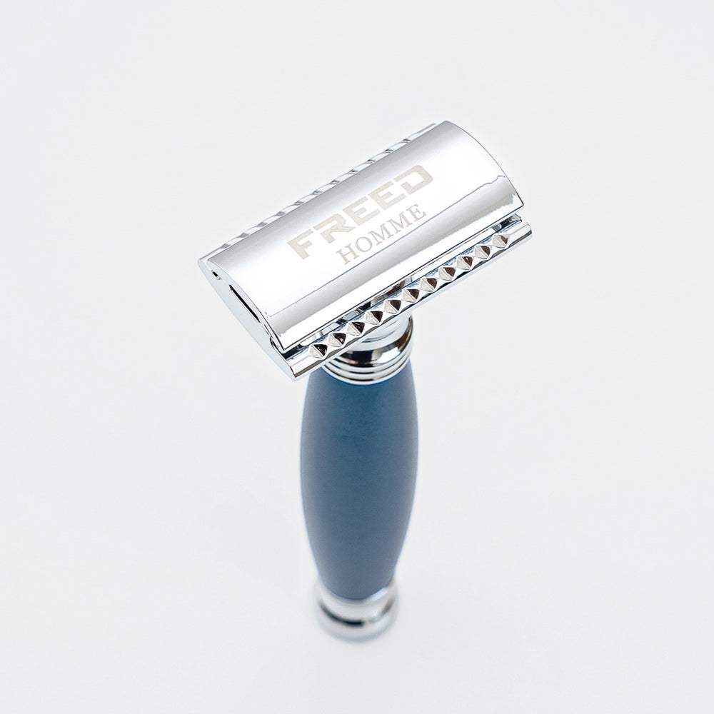 【FREED】封閉式復古雙刃安全刮鬍刀- 時尚藍 (附刀片10片) - FREED