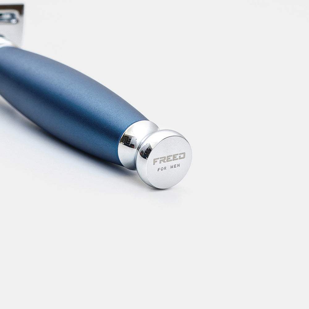 【FREED】封閉式復古雙刃安全刮鬍刀- 時尚藍 (附刀片10片) - FREED