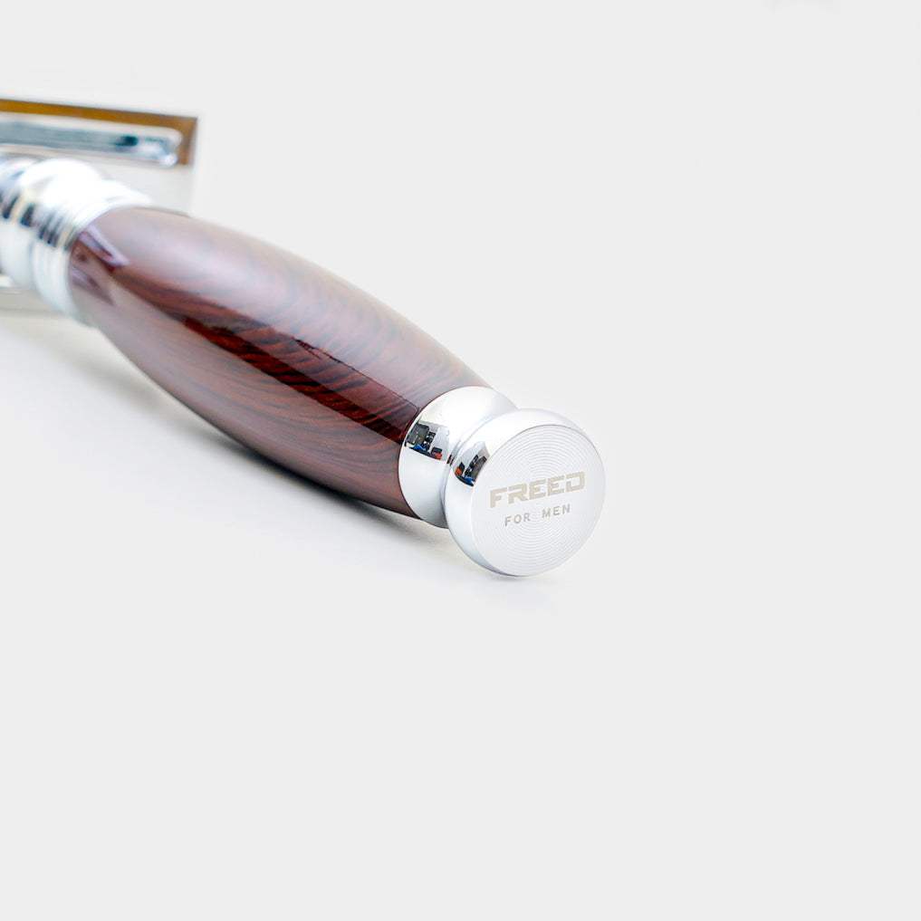【FREED】封閉式復古雙刃安全刮鬍刀- 仿紫紅檀木 (附刀片10片) - FREED
