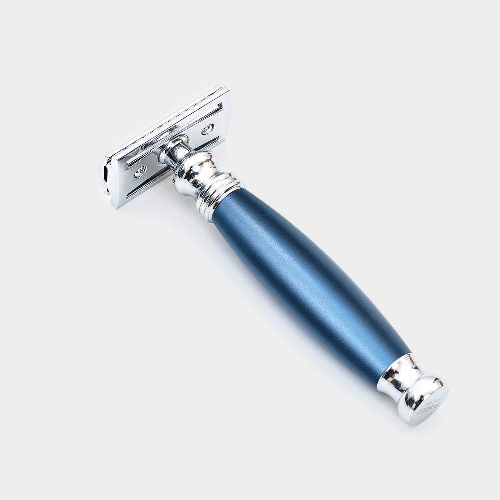 【FREED】封閉式復古雙刃安全刮鬍刀- 時尚藍 (附刀片10片) - FREED