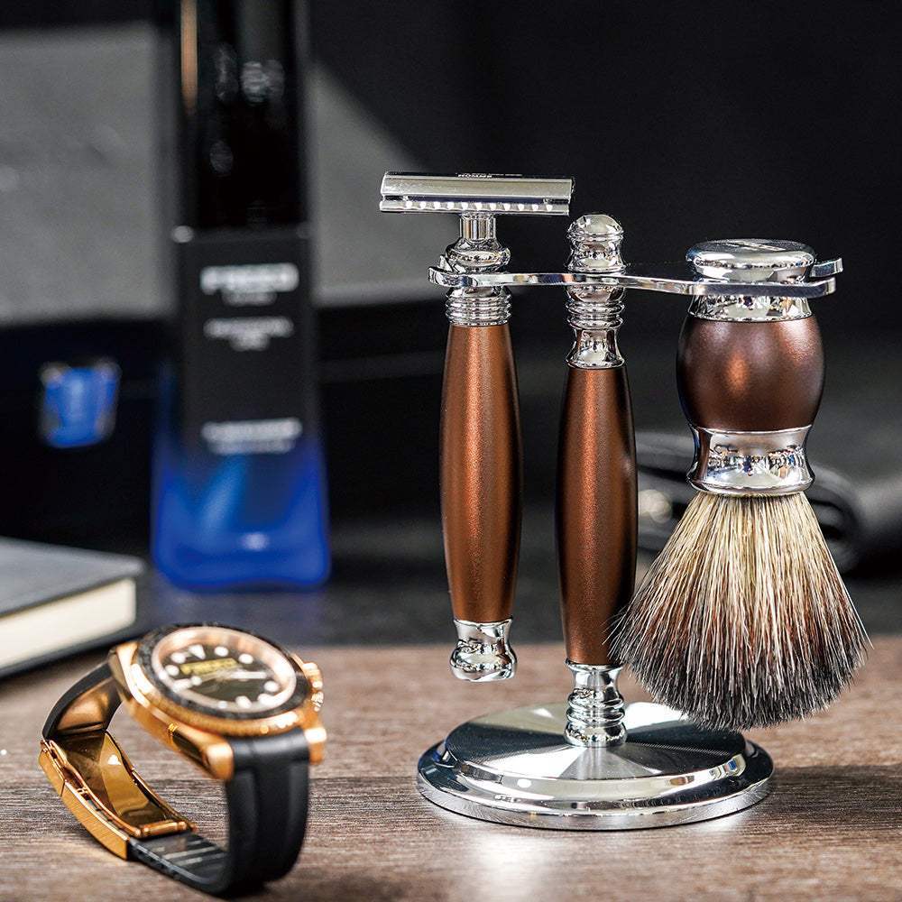 【FREED】豪華四件雙刃刮鬍刀禮盒- 馬鞍棕 - FREED