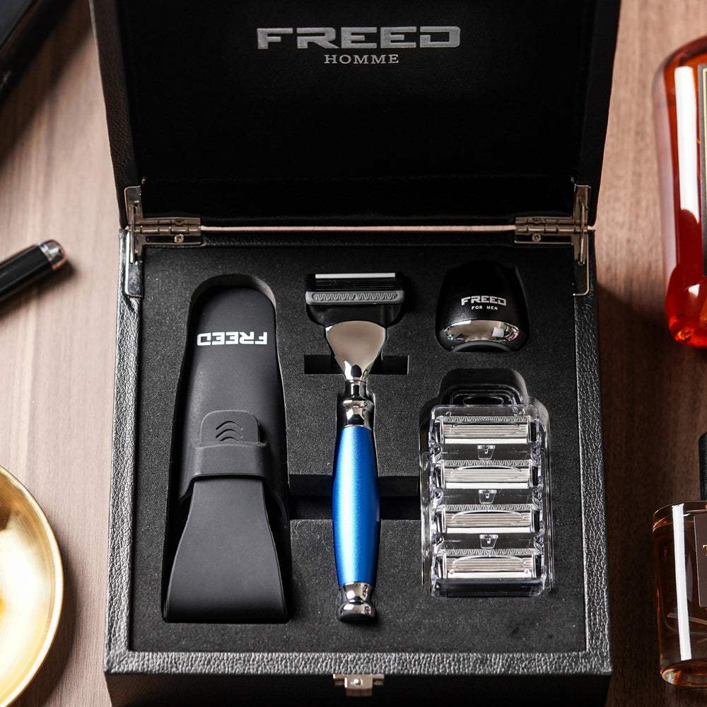 【FREED】男士輕奢組 - 尊爵四件組五刀刮鬍刀禮盒 +刮鬍露 - FREED