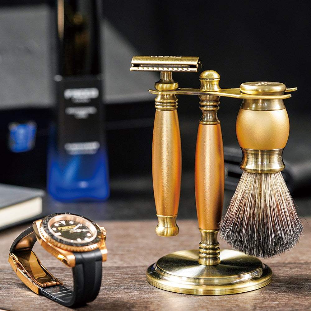 【FREED】雙刃式古銅刮鬍刀豪華禮盒四件組 - 阿波羅 - FREED