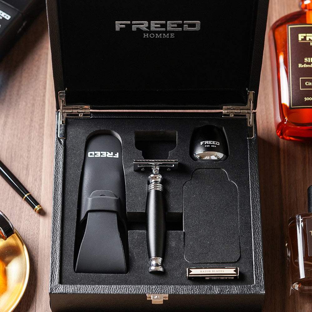 【FREED】尊爵四件組雙刃安全刮鬍刀禮盒 - 極致黑 - FREED