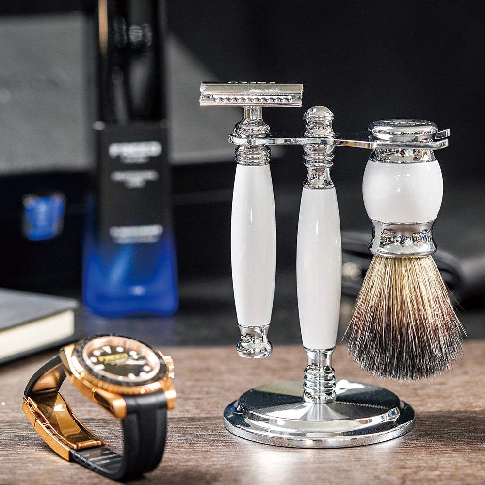 【兩週年特仕款】雙刃式刮鬍刀豪華禮盒四件組 - 珍珠白 - FREED