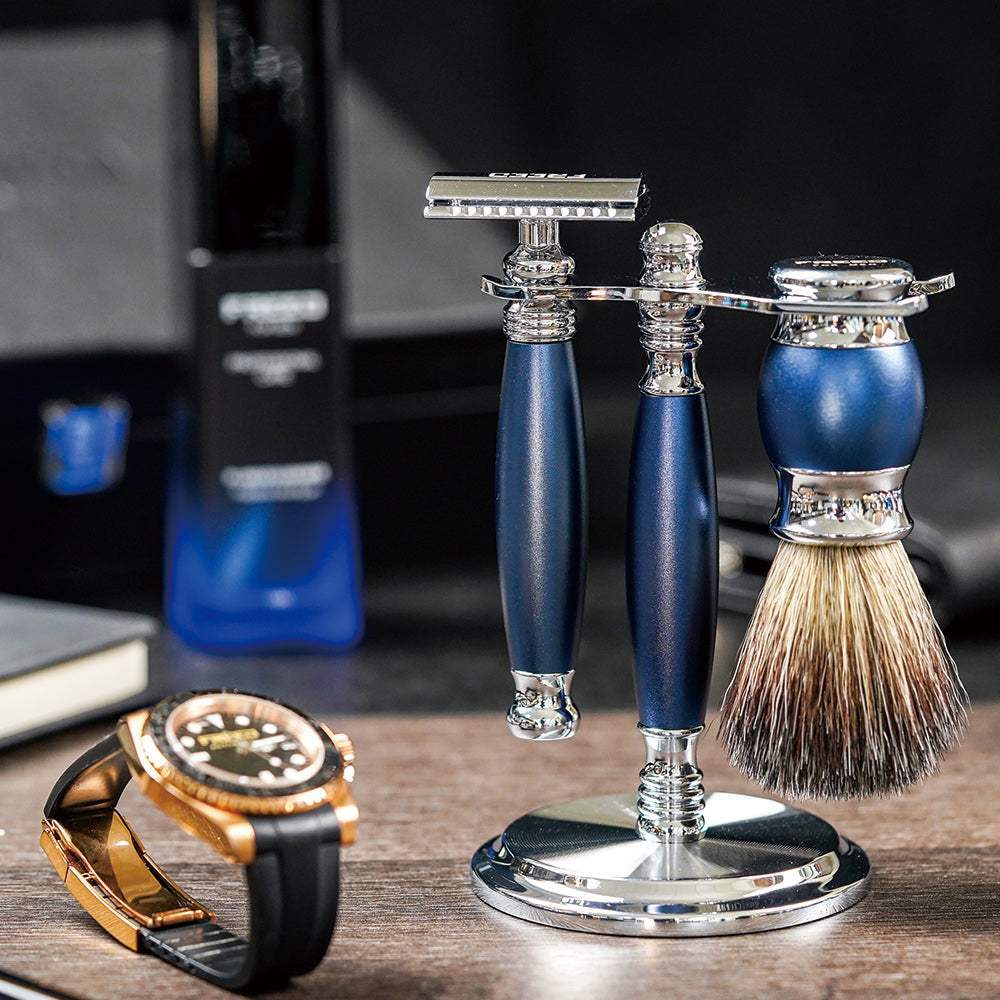 【FREED】豪華四件雙刃刮鬍刀禮盒- 時尚藍 - FREED