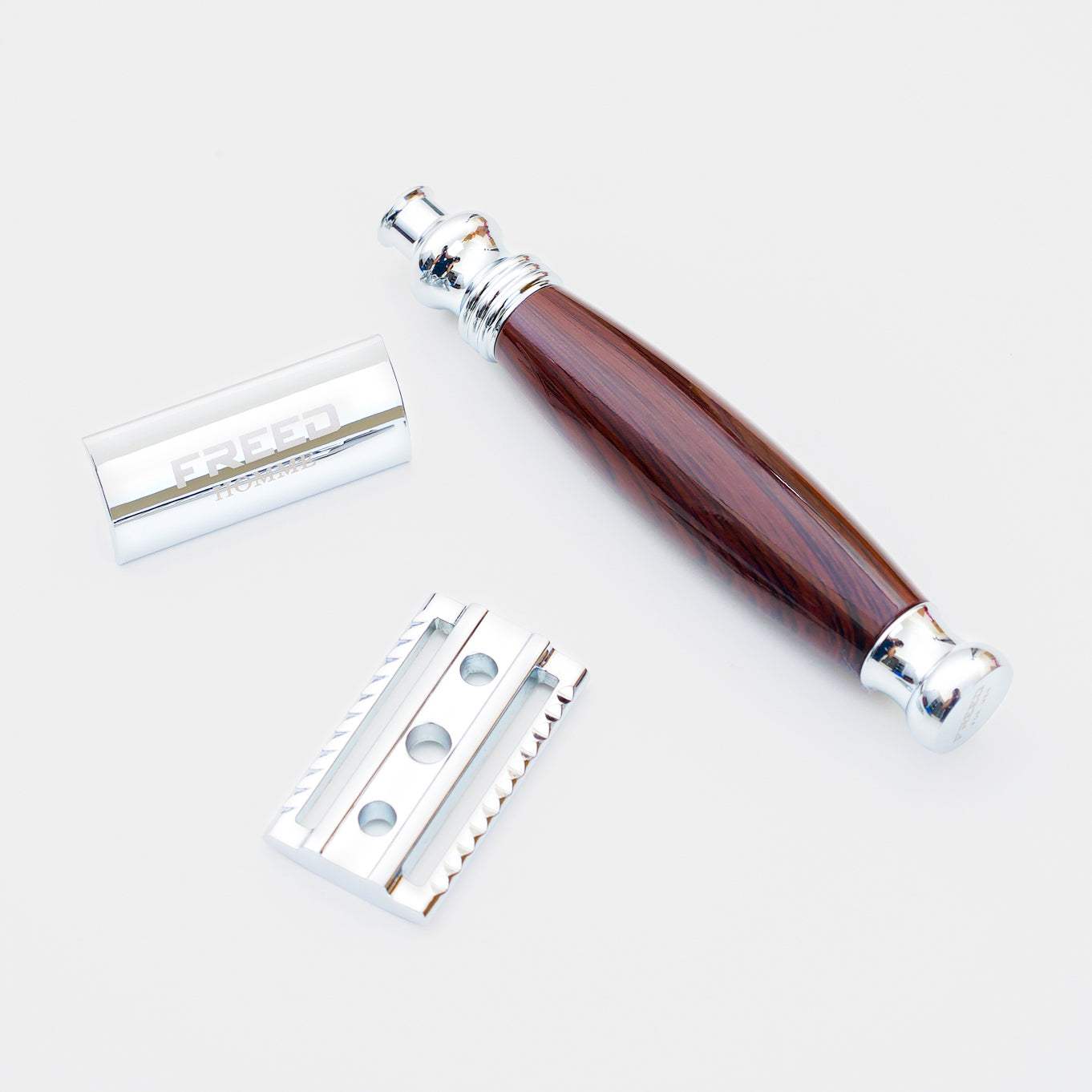 【FREED】封閉式復古雙刃安全刮鬍刀- 仿紫紅檀木 (附刀片10片) - FREED