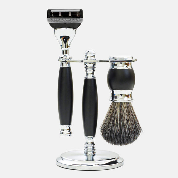 五刀式刮鬍刀組,極致黑,金屬質感。FREED 客製化刻字