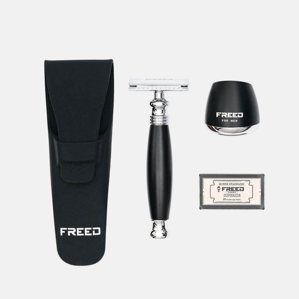 【FREED】尊爵四件組雙刃安全刮鬍刀禮盒 - 極致黑 - FREED
