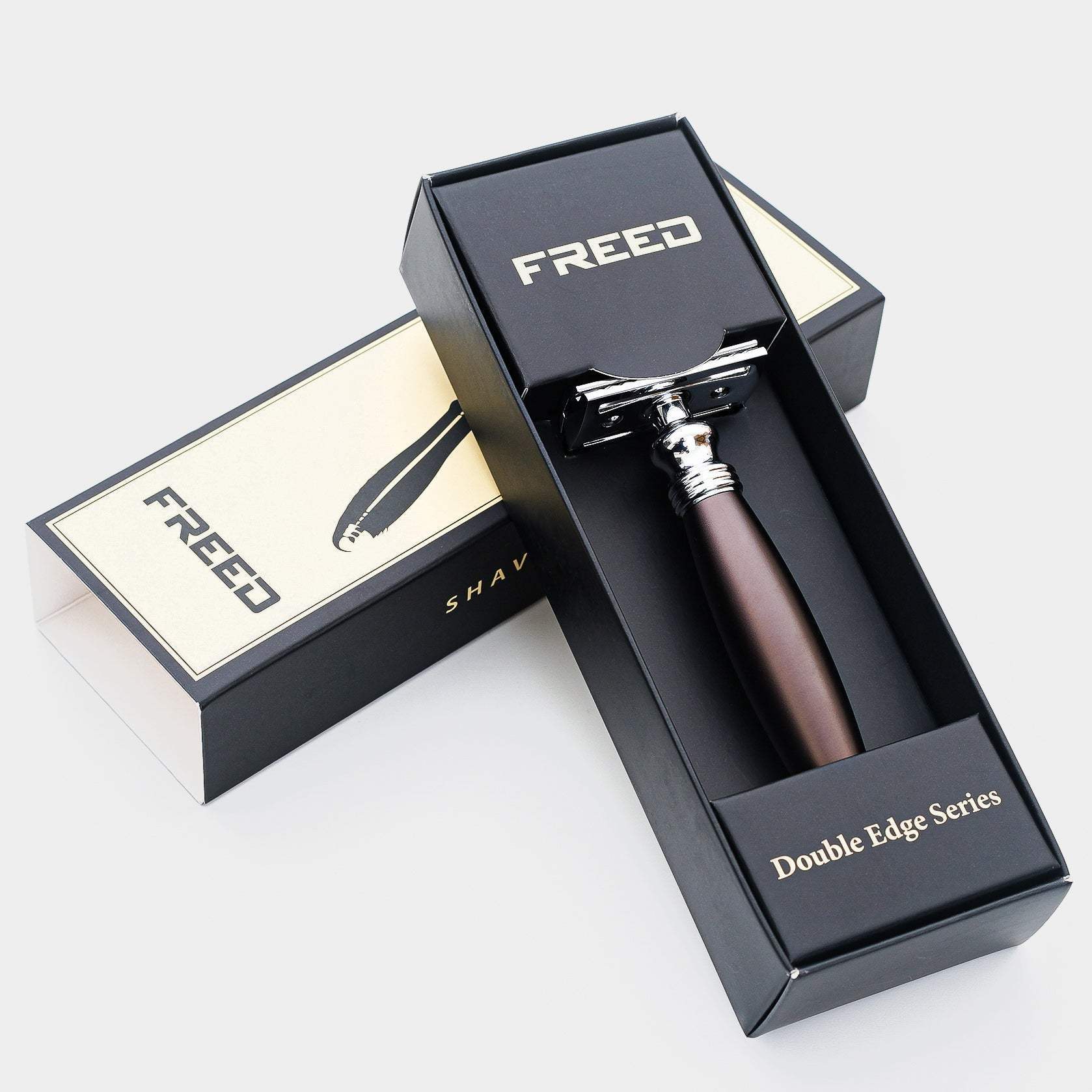 【FREED】封閉式復古雙刃安全刮鬍刀- 馬鞍棕 (附刀片10片) - FREED