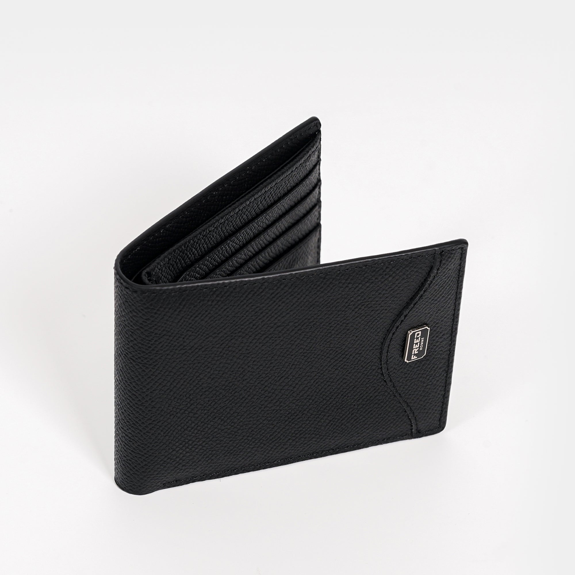 【FREED】經典 Epsom 粒面真皮短夾 - 黑色