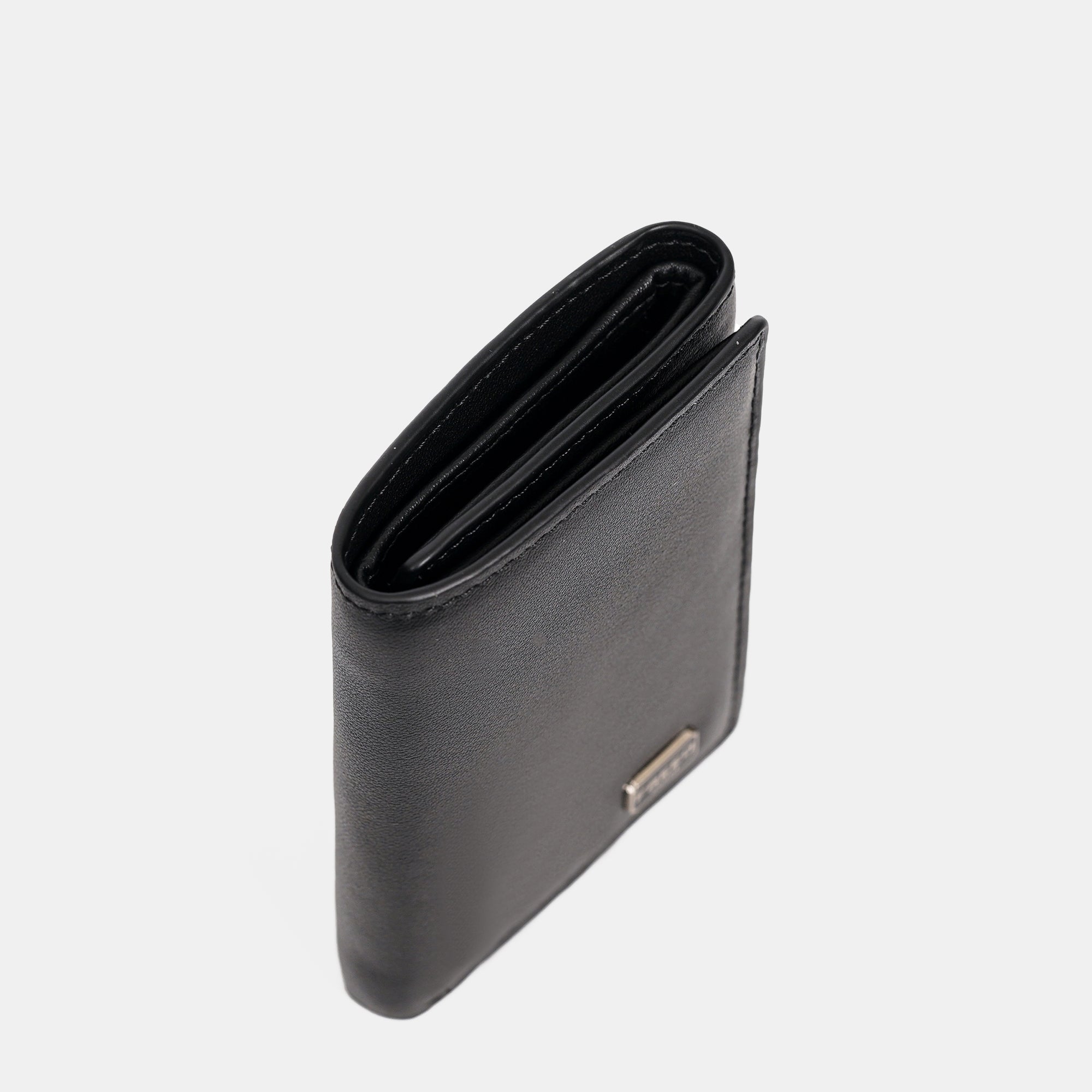 【FREED】紳士極潤頭層納帕(Nappa)真皮三折短夾 - 黑色