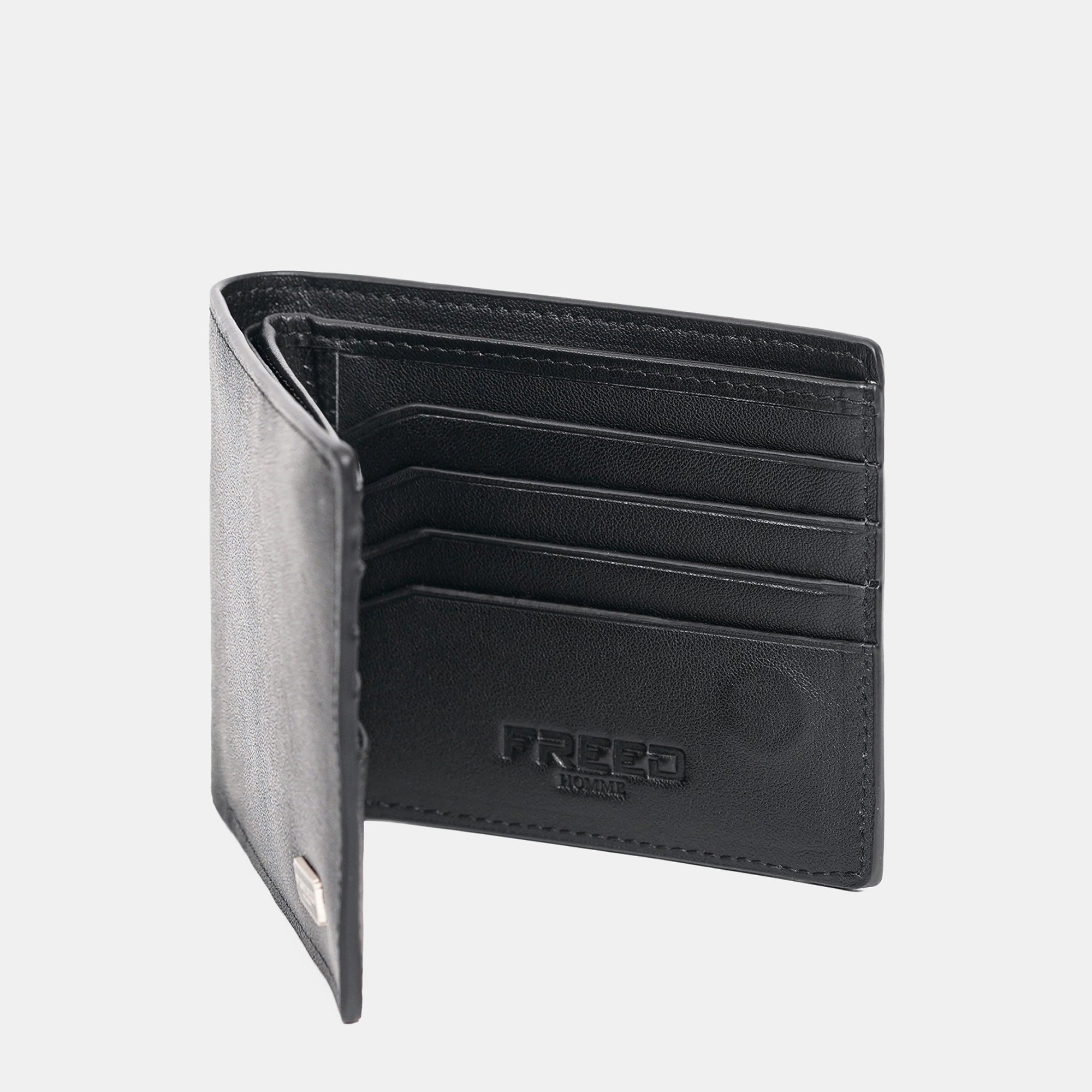 【FREED】紳士極潤頭層納帕(Nappa)真皮短夾 - 黑色