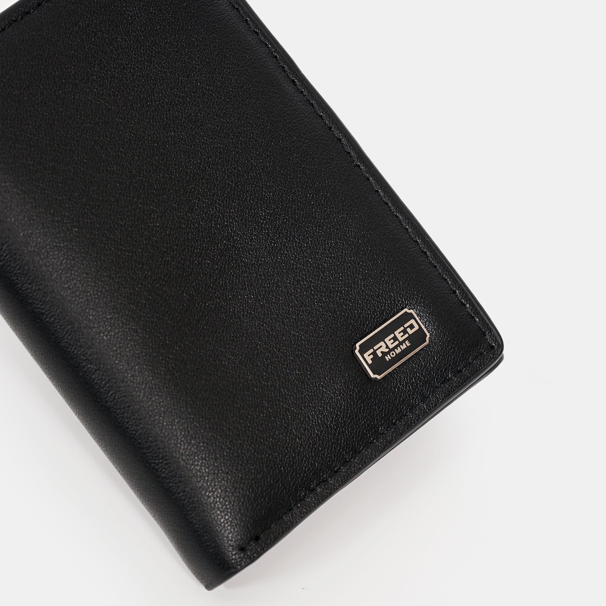 【FREED】紳士極潤頭層納帕(Nappa)真皮三折短夾 - 黑色