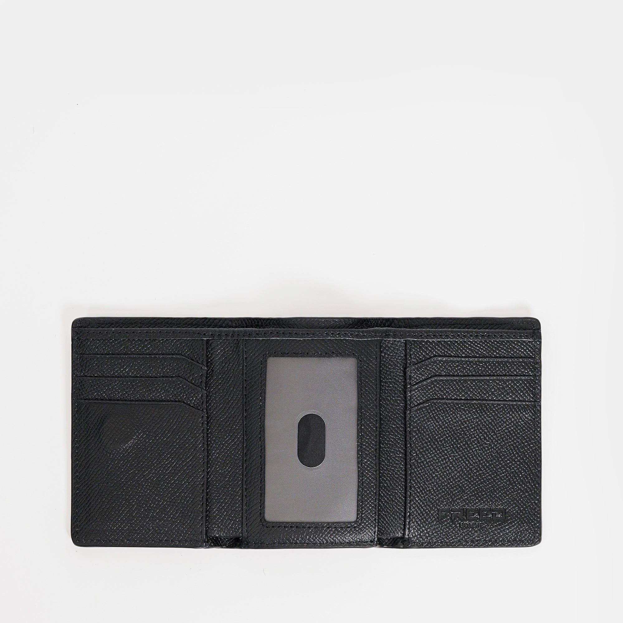 【FREED】經典 Epsom 粒面真皮短夾 三折短夾 - 黑色