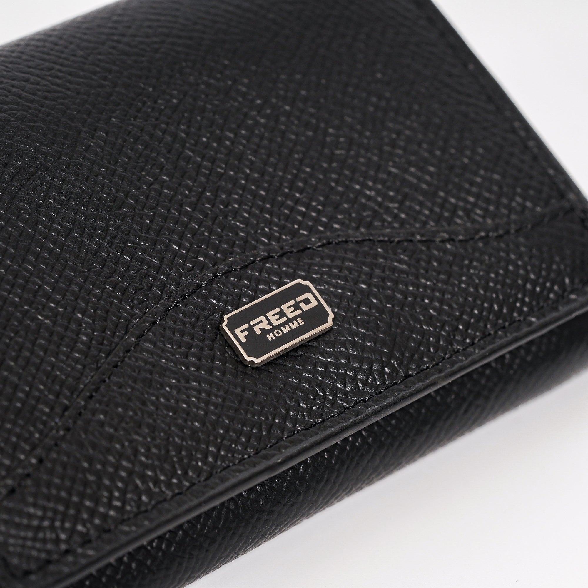 【FREED】經典 Epsom 粒面真皮短夾 三折短夾 - 黑色