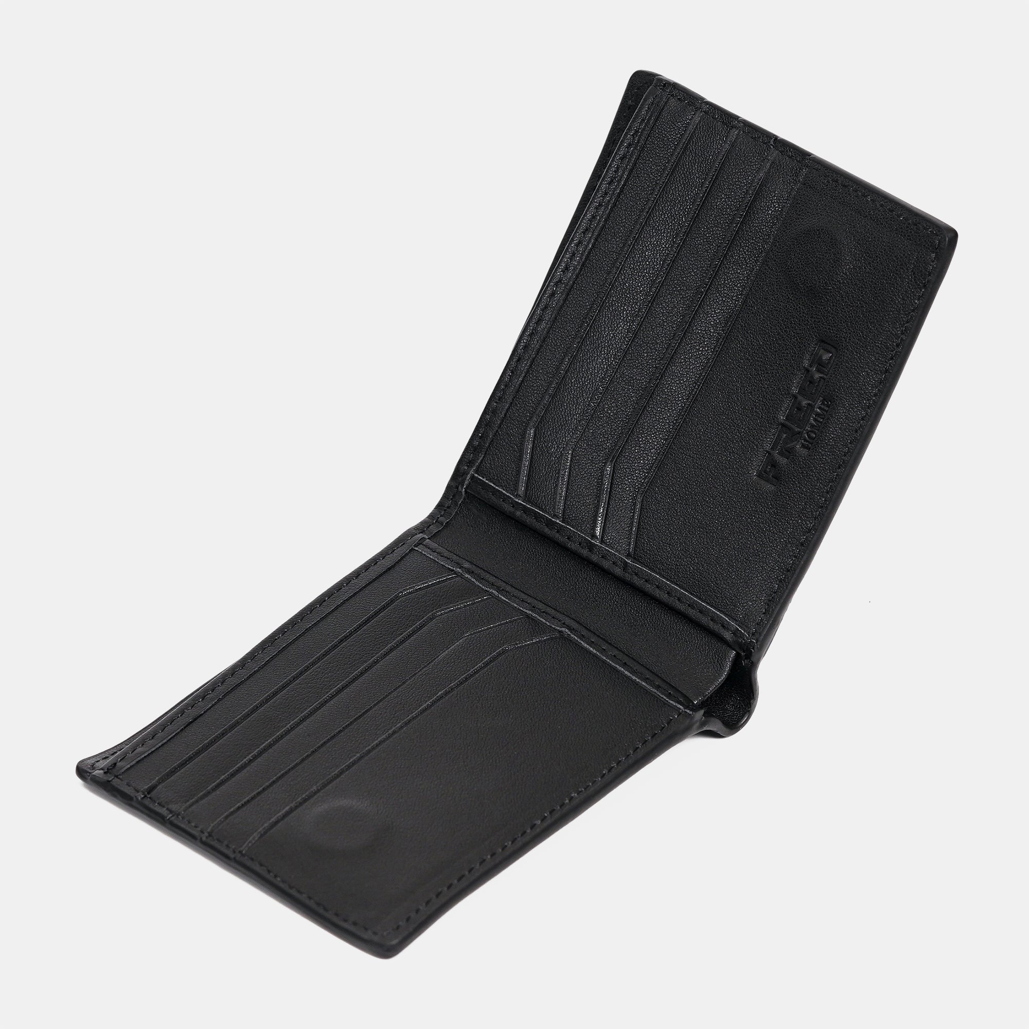 【FREED】紳士極潤頭層納帕(Nappa)真皮短夾 - 黑色