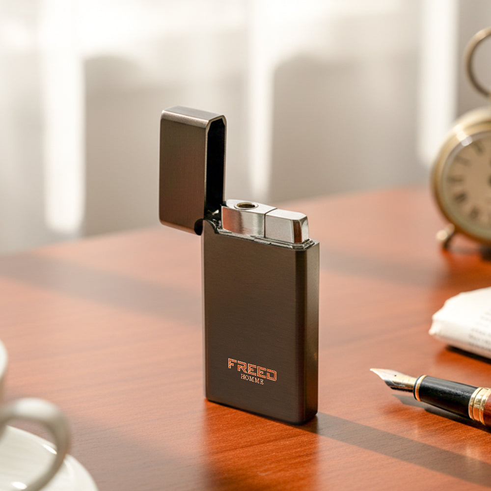 【FREED】金屬拉絲微光瓦斯打火機 - 曜黑