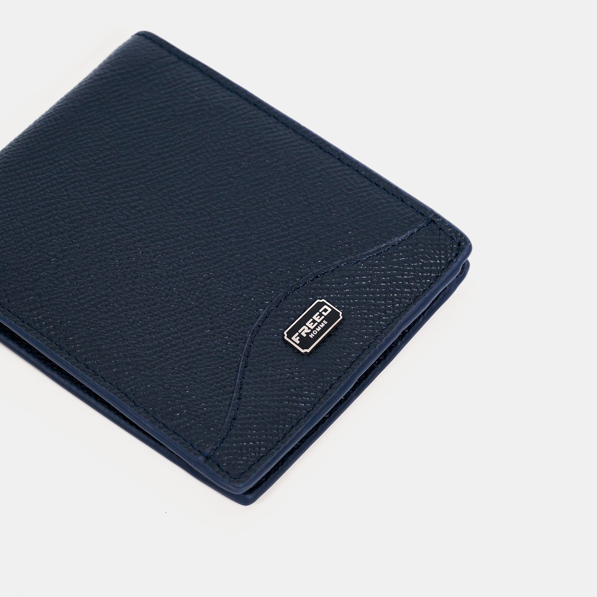 【FREED】經典 Epsom 粒面真皮短夾 - 海軍藍