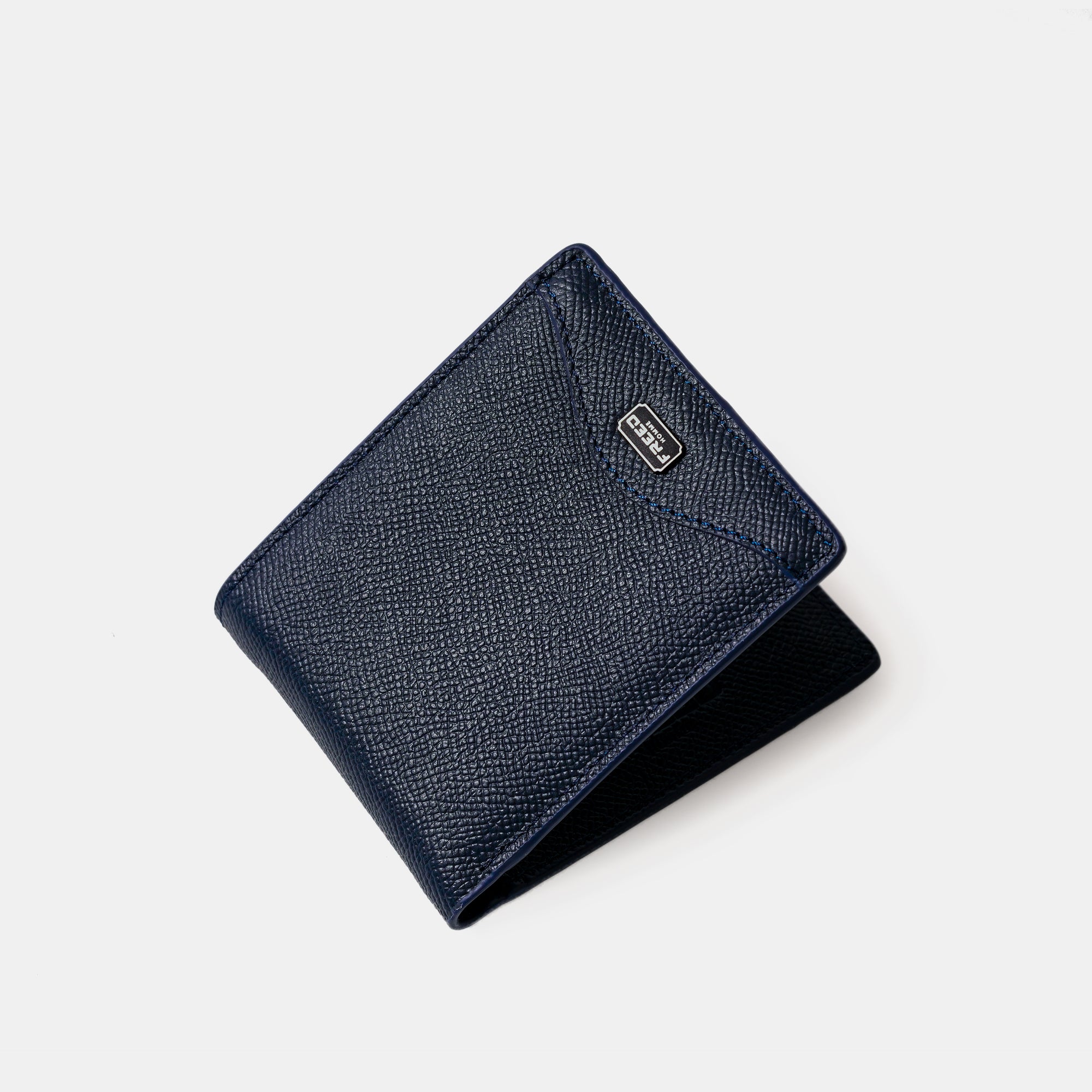 【FREED】經典 Epsom 粒面真皮短夾 - 海軍藍