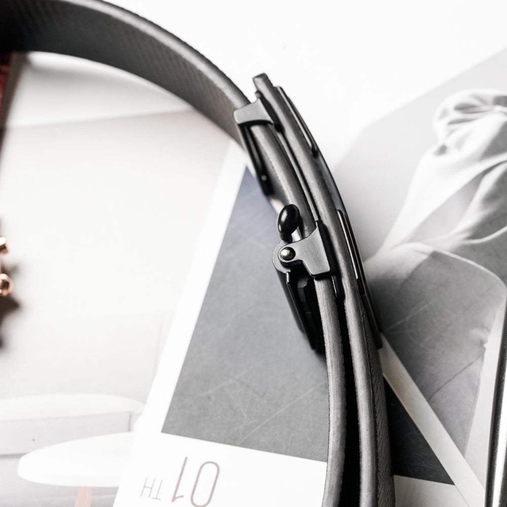 【FREED】經典男士簡約商務休閒頭層牛皮自動皮帶 - 咖啡金 - FREED