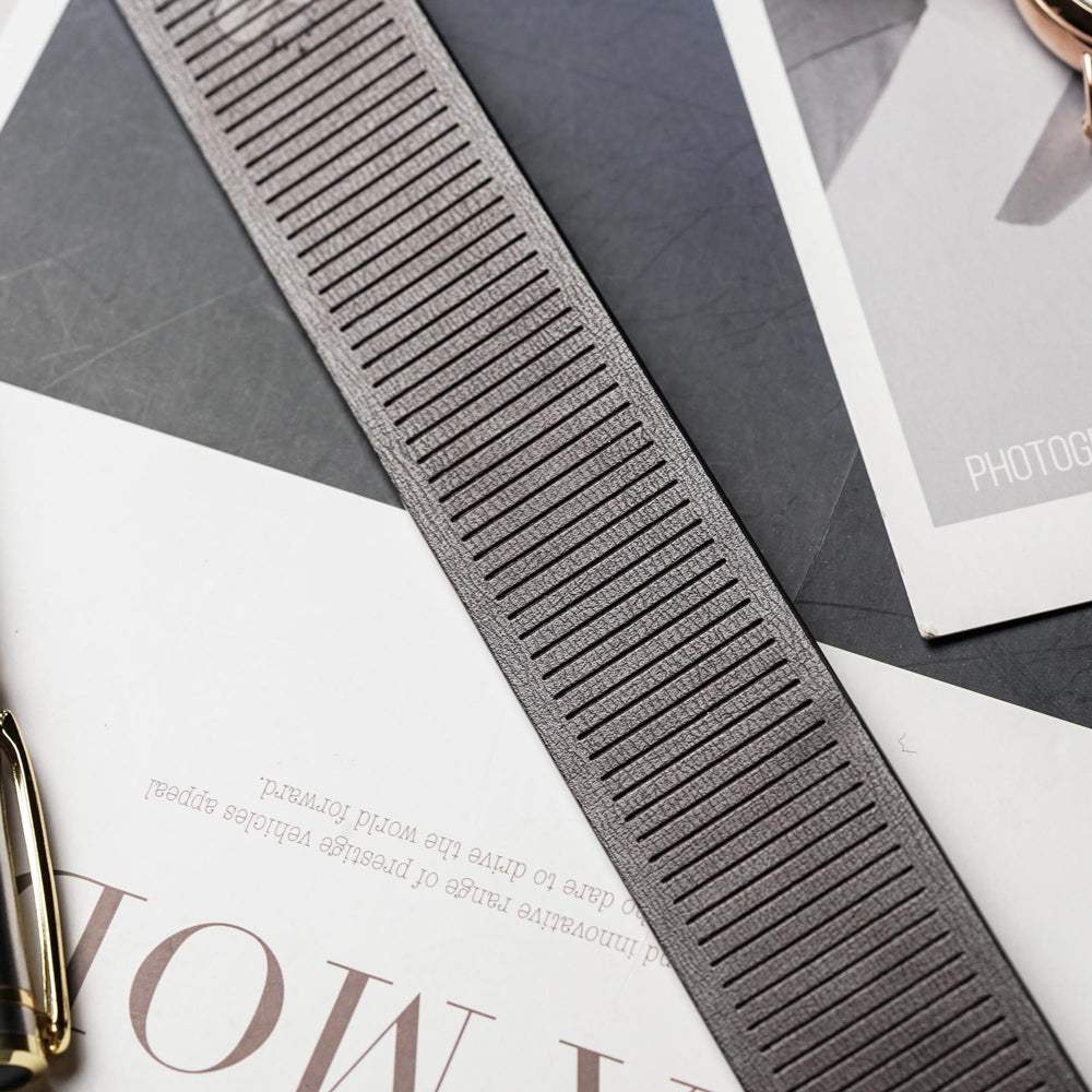 【FREED】極簡霧黑方扣商務休閒頭層牛皮自動皮帶 - 黑色 - FREED