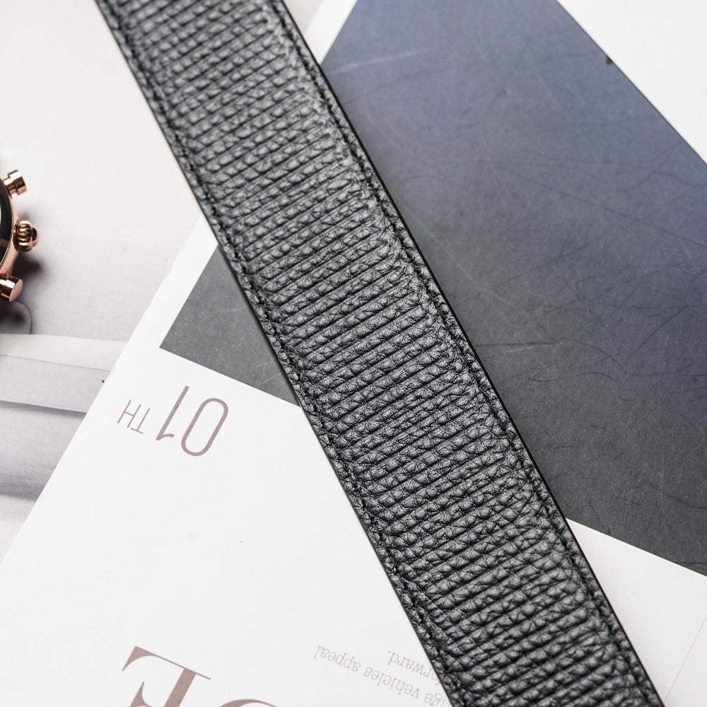 【FREED】極簡霧黑方扣商務休閒頭層牛皮自動皮帶 - 咖啡色 - FREED