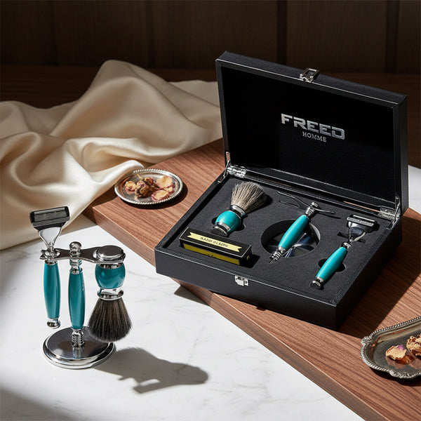 【兩週年特仕款】五刀式刮鬍刀豪華禮盒四件組 - 湖水綠