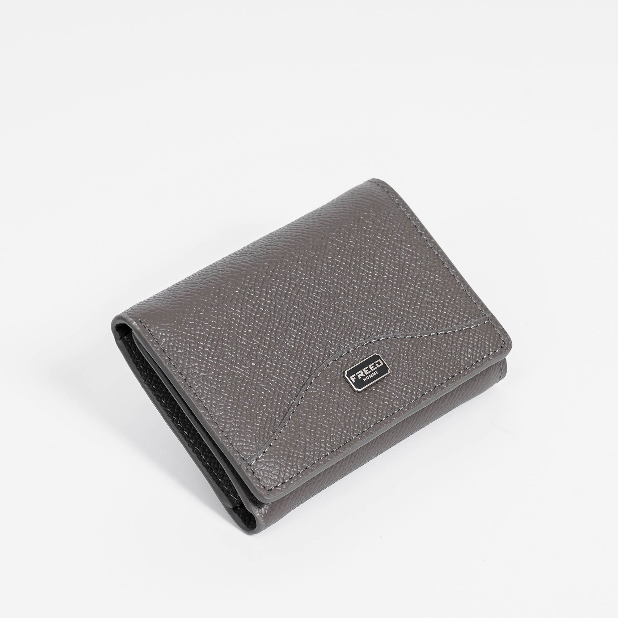 【FREED】經典 Epsom 粒面真皮短夾 三折短夾 - 鉑金灰