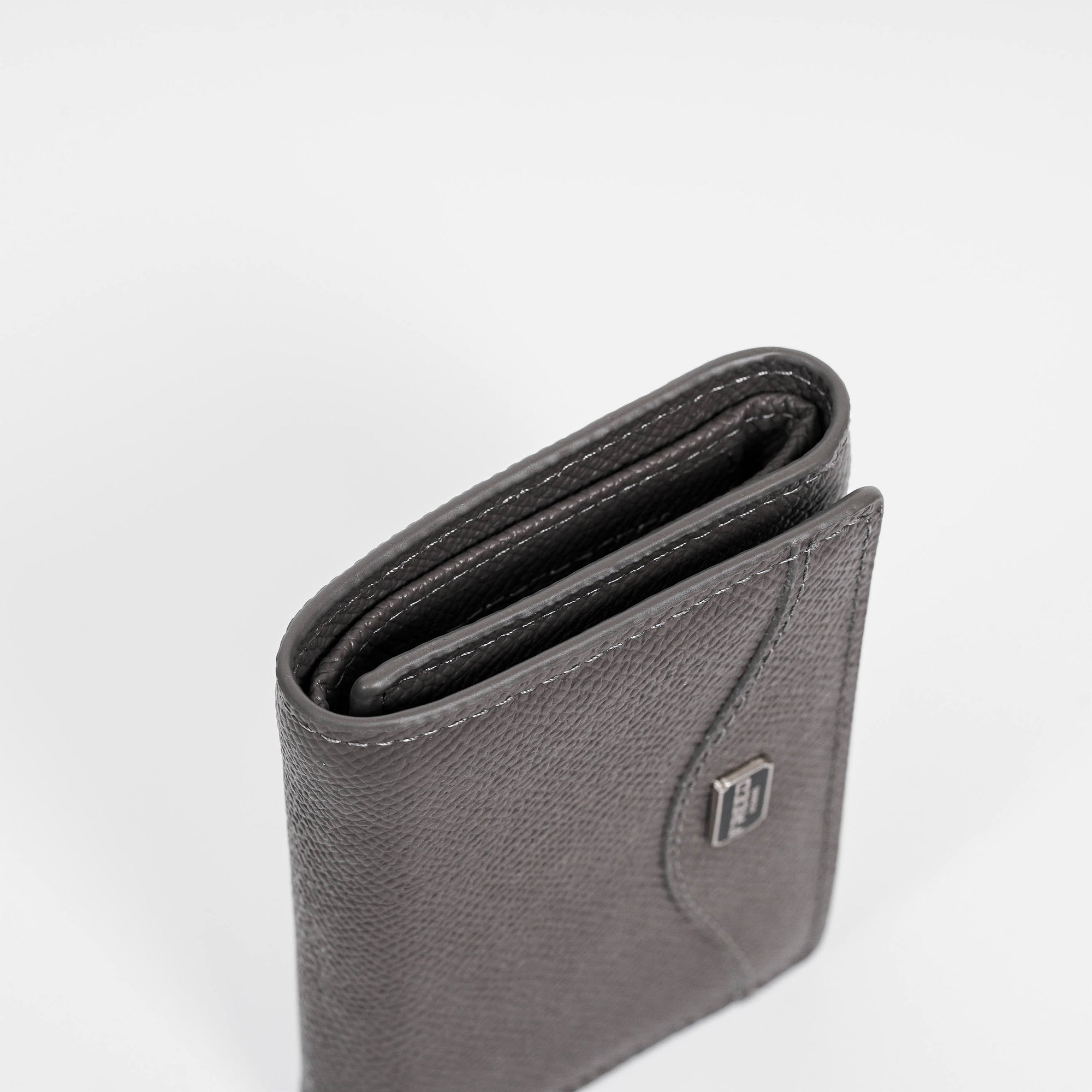 【FREED】經典 Epsom 粒面真皮短夾 三折短夾 - 鉑金灰