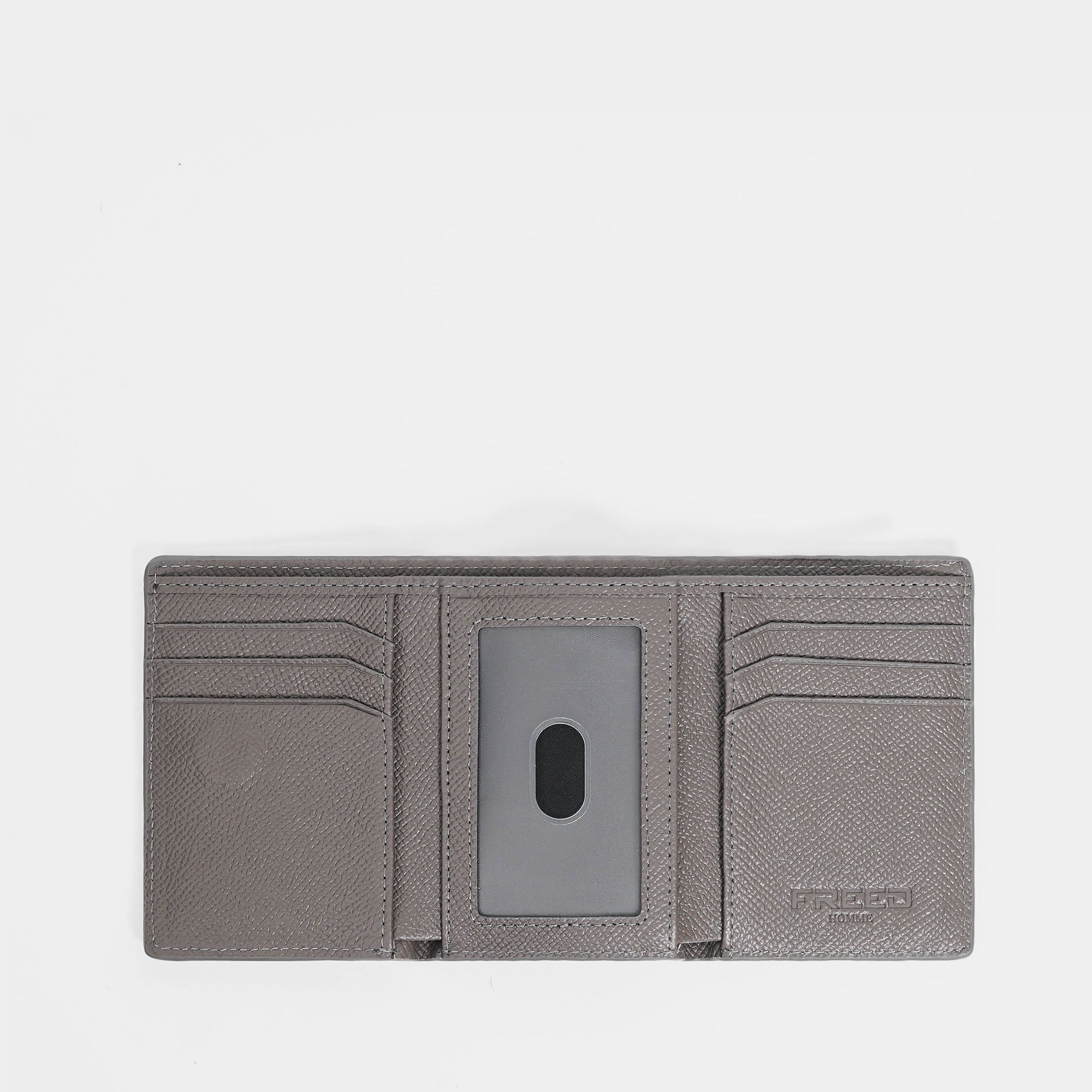 【FREED】經典 Epsom 粒面真皮短夾 三折短夾 - 鉑金灰