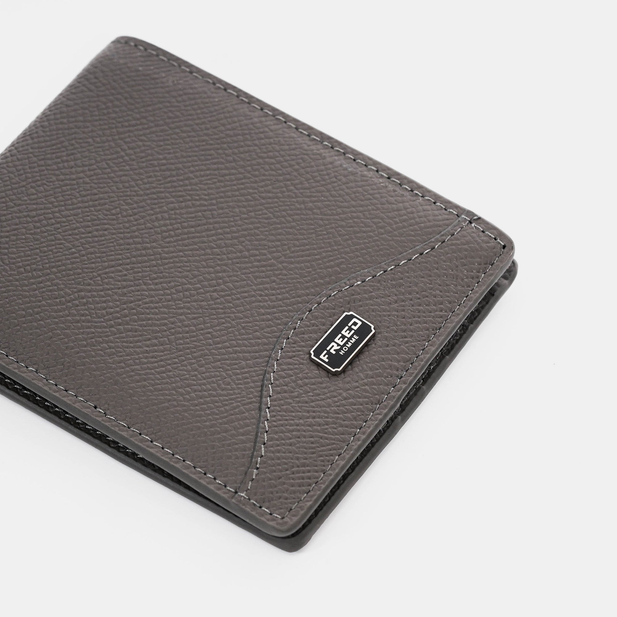 【FREED】經典 Epsom 粒面真皮短夾 - 鉑金灰