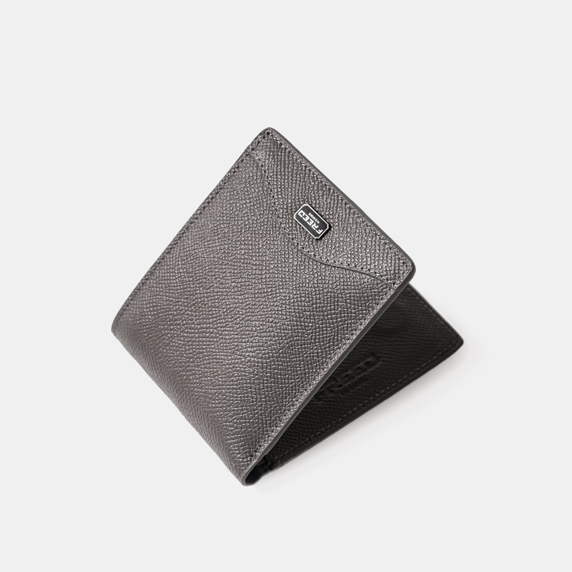 【FREED】經典 Epsom 粒面真皮短夾 - 鉑金灰