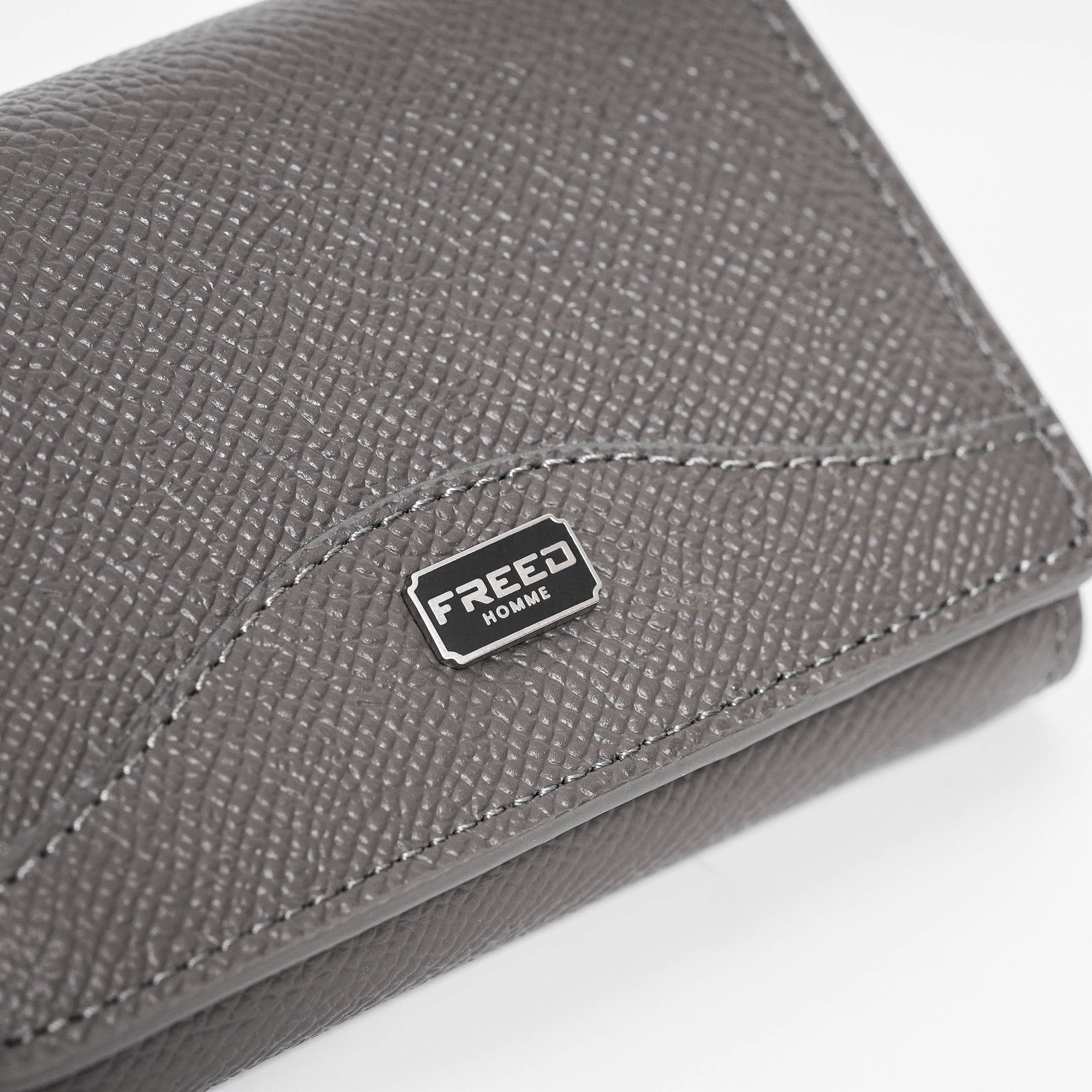 【FREED】經典 Epsom 粒面真皮短夾 三折短夾 - 鉑金灰