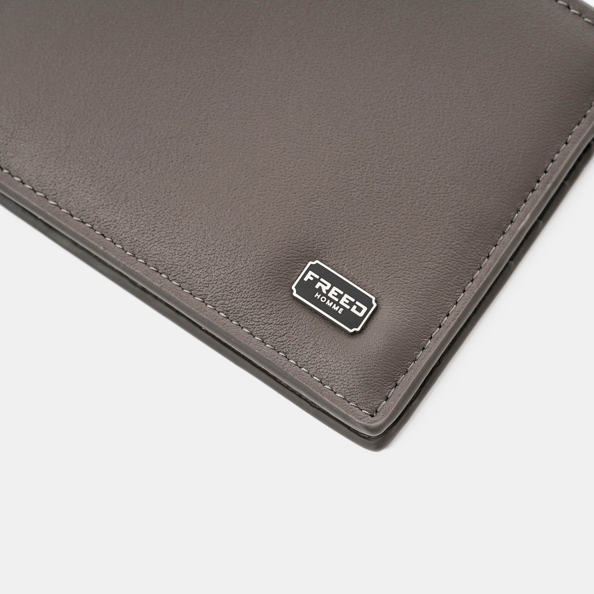 【FREED】紳士極潤頭層納帕(Nappa)真皮短夾 - 鈦光灰