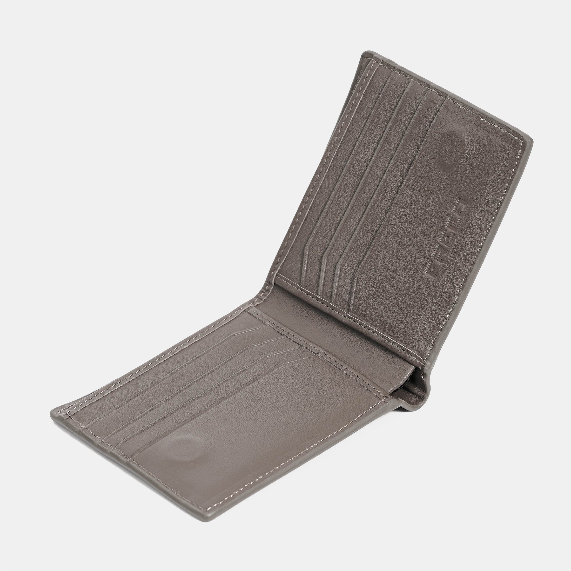 【FREED】紳士極潤頭層納帕(Nappa)真皮短夾 - 鈦光灰