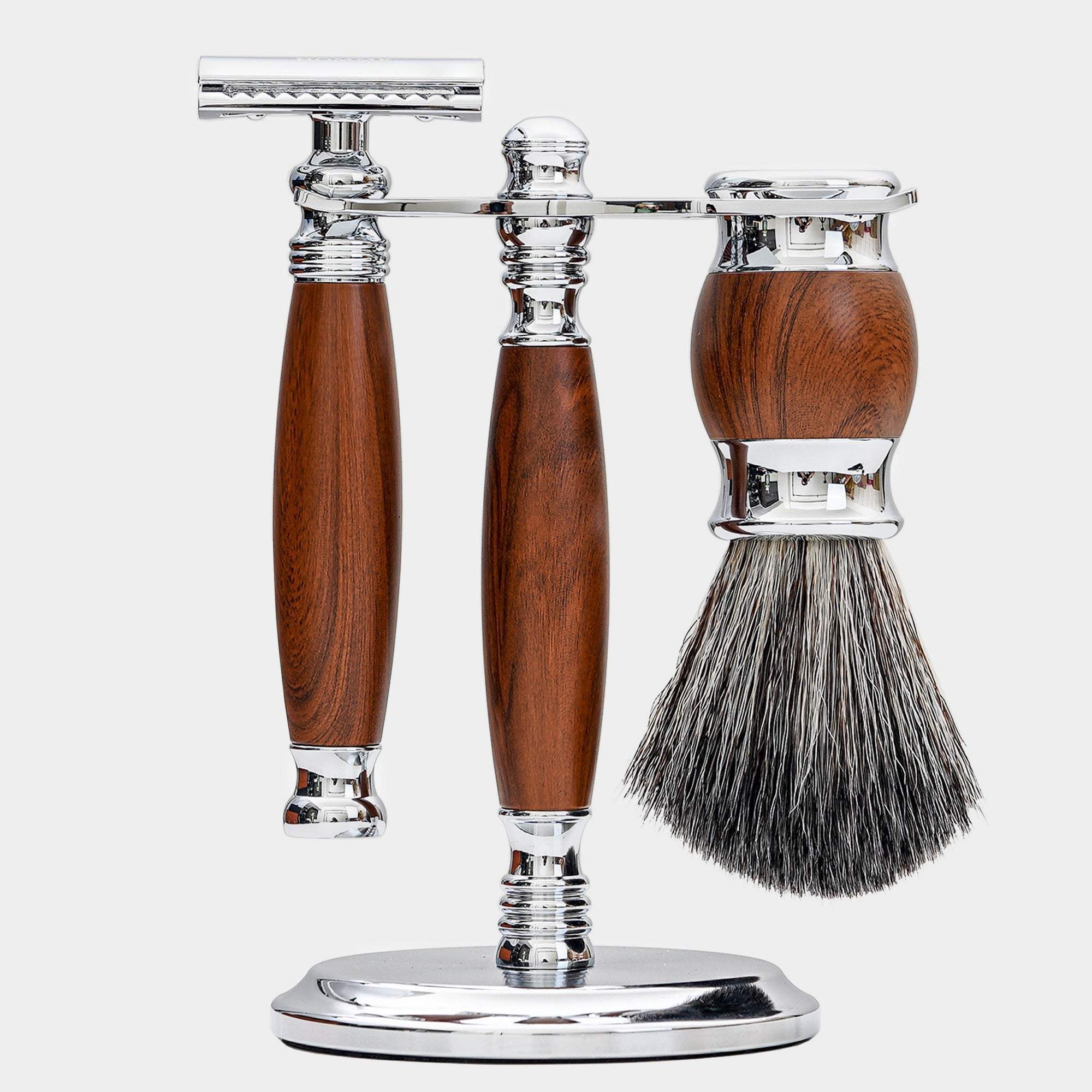 【FREED】豪華四件雙刃刮鬍刀禮盒- 仿胡桃木 - FREED